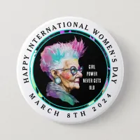 Happy International Women's Day 8th March Grl Pwr Button