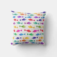 Rainbow fish in ocean cute colorful pattern  throw pillow