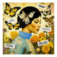 Vintage Lady, Butterflies, Flowers and Inspiring Acrylic Print