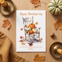 Rustic Watercolor Pumpkin Porch Thanksgiving Card