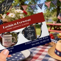 Red White Blue Patriotic Eyeglasses Business   Clear Business Cards