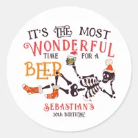 Christmas July Skeleton Summer Ween Beer Birthday Classic Round Sticker