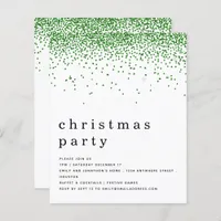 Budget Green Glitter Christmas Party Invitation