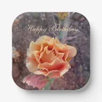 Pretty Peach Prickly Pear Flower Paper Plates