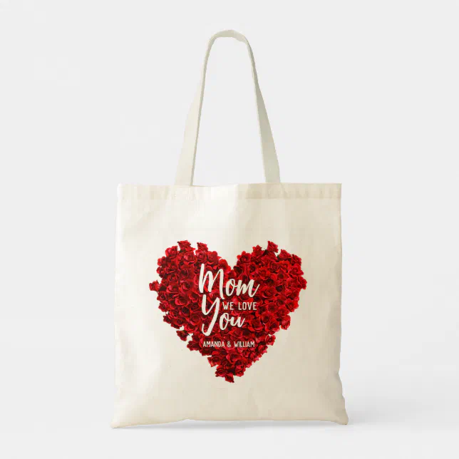 Red Roses Heart Love You Mom Mother's Day Tote Bag