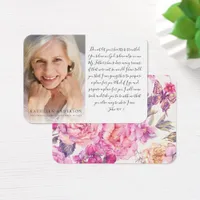 Photo Floral Script Prayer Card