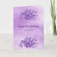 80th birthday violet florals card