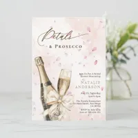 Elegant Watercolor Petals & Prosecco Bridal Shower Invitation