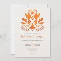 Mexican Orange Modern Minimalist Elegant Wedding Invitation