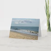 Happy Anniversary Blue Ocean Beach Card