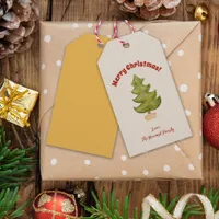 Christmas Tree Whimsical Red Green Gold Nostalgia  Gift Tags