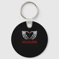 Halloween Skeleton Hands Forming Heart Gothic Keychain