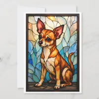 Stained Glass Style Tan Chihuahua Dog Card