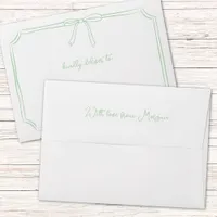 Handwritten Coquette Bow Sage Bridesmaid Proposal Envelope