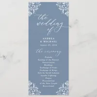 Elegant Dusty Blue Vintage Classic Wedding Program