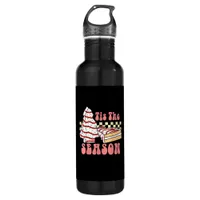 Tis The Season Christmas Tree Groovy Retro Debbie  Stainless Steel Water Bottle