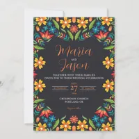 Mexican Floral Colorful Botanical Flowers Wedding Invitation