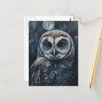 Full Moon Winter Snow Owl  Postcard