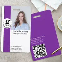 Orange Photo ID Badge with QR Code