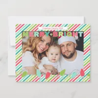 Merry + Bright Striped Christmas Photo Card
