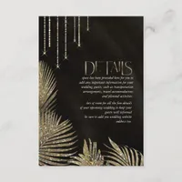 Jewel Palm Leaf Wedding Details Gold ID830 Enclosure Card