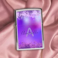 Modern Violet Purple Holographic Glitter Custom Zippo Lighter