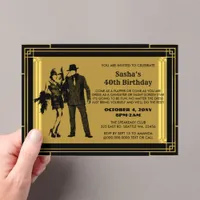 Roaring 20s art deco flapper girl and gangster acrylic invitations