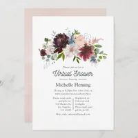 Burgundy and Blush Pink Floral Virtual Baby Shower Invitation