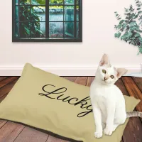 Sand Light Brown Modern Personalized Cat Name Pet Bed