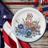 United States 250 Years Floral Patriotic  Paper Plates