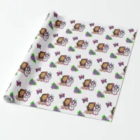 Pink Purple Whimsical  Fairy, Flowers, Butterflies Wrapping Paper