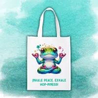 Modern Inhale Exhale Green Frog | Grocery Bag