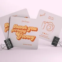 Retro Groovy Thank You Social Media  Square Business Card