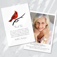 Cardinal Photo Memorial Sympathy Funeral Thank You Card