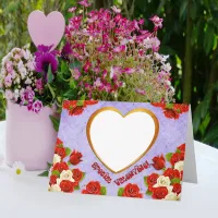 Special Valentine, Roses and Frame Add Photo Holiday Card