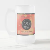 Elegant 29th Garnet Wedding Anniversary Frosted Glass Beer Mug