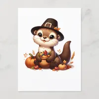 Funny Thankful Otter Friend Thanksgiving Postcard