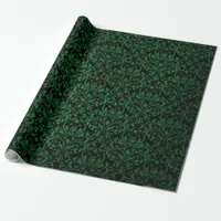 Black and Green Rustic Damask Print Wrapping Paper