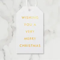 Rainbow Colors Typography Merry Christmas Gold Foil Gift Tags