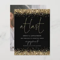 At Last Photo Gold Glitter Engagement Announcement