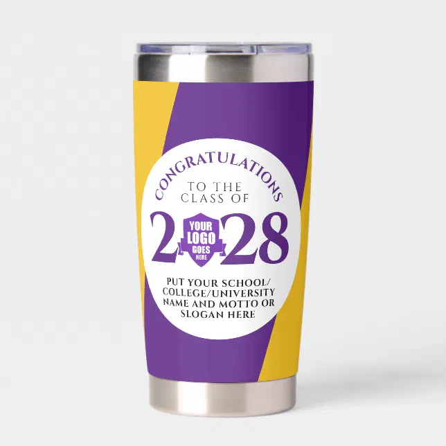 Purple Gold School College University Graduation Insulated Tumbler