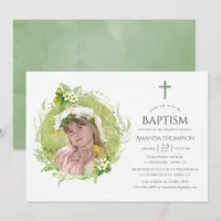 Country Greenery Baptism or Christening Invitation