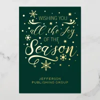 Green Gold Modern Business Holiday Foil Card