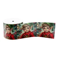 Whimsical Cartoon Elf | Christmas Grosgrain Ribbon