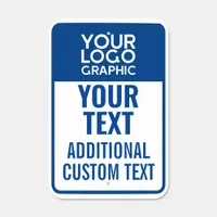 Upload Logo Blue + White Anything Template General Metal Sign