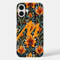 Personalized Letter over flower design iPhone 16 Plus Case