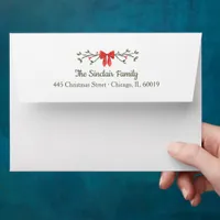 Elegant Bow & Holly Personalized Christmas Return  Envelope