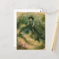 Retro Pufferfish Cowboy  Postcard