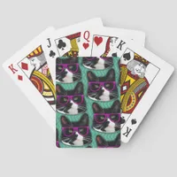 Funny Glasses Tuxedo Cat Cool Epic Pattern Poker Cards
