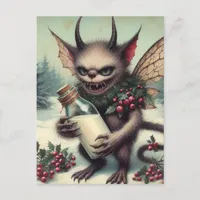 Festive Little Christmas Dark Fantasy Critter Postcard